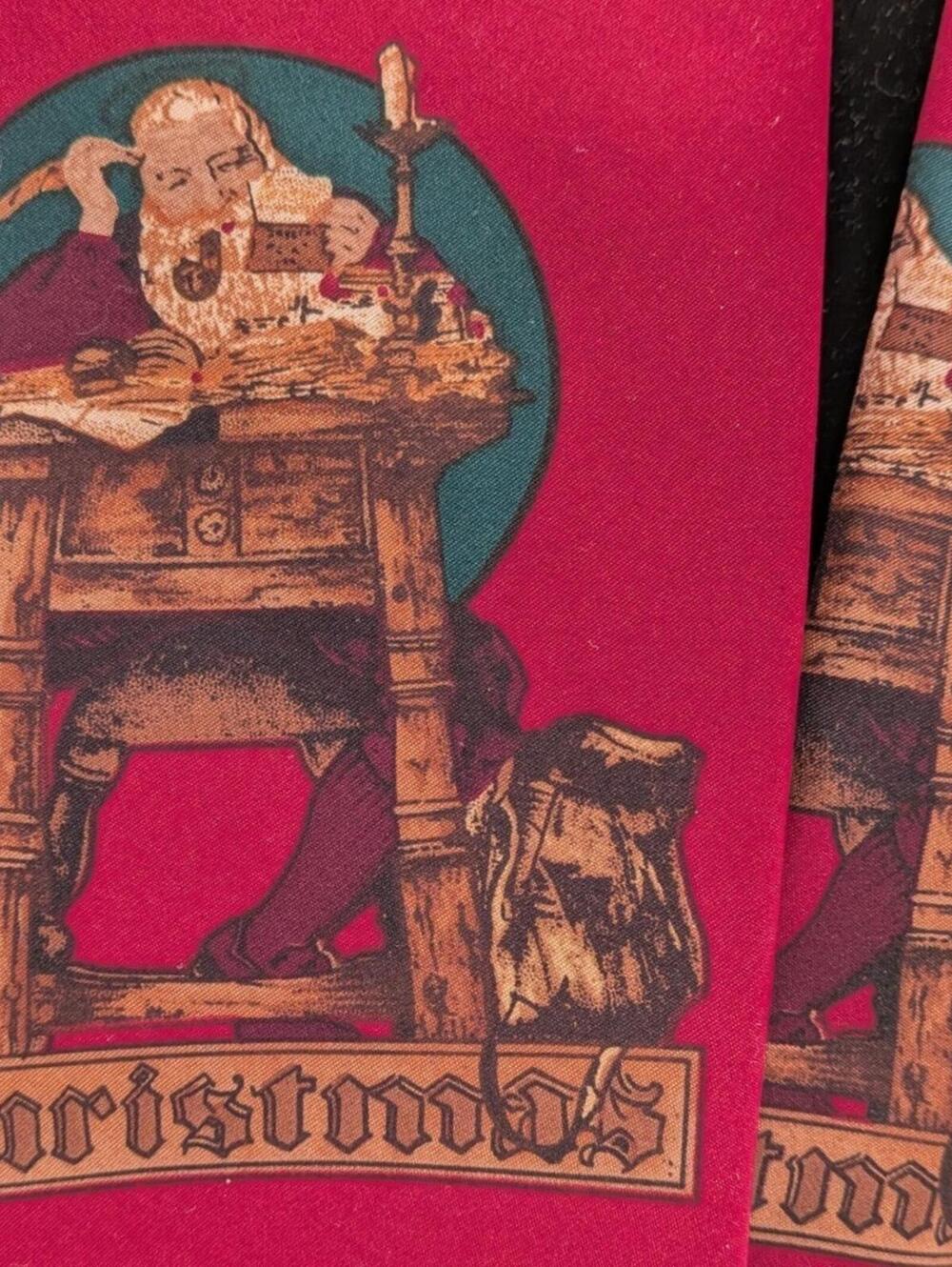 Vtg 94 Norman Rockwell Christmas Tie Saturday Evening Post Santa Red Canada Made